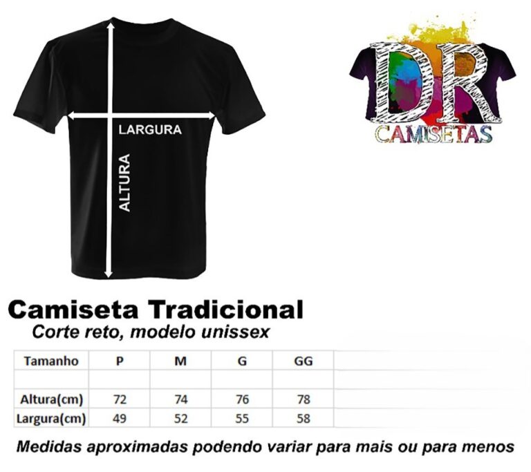 tabela medidas camisetas